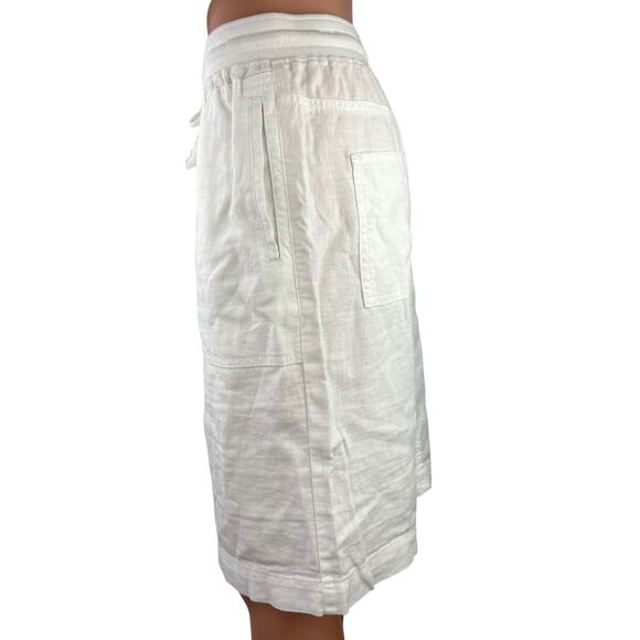 Mark’s & Spencer White Linen Blend Drawstring Waist Straight Pencil Skirt Sz 10 - Picture 2 of 6